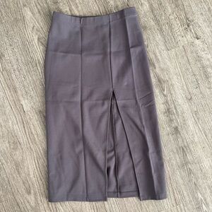 Babaton Charcoal Midi Pencil Skirt with Front Slit
